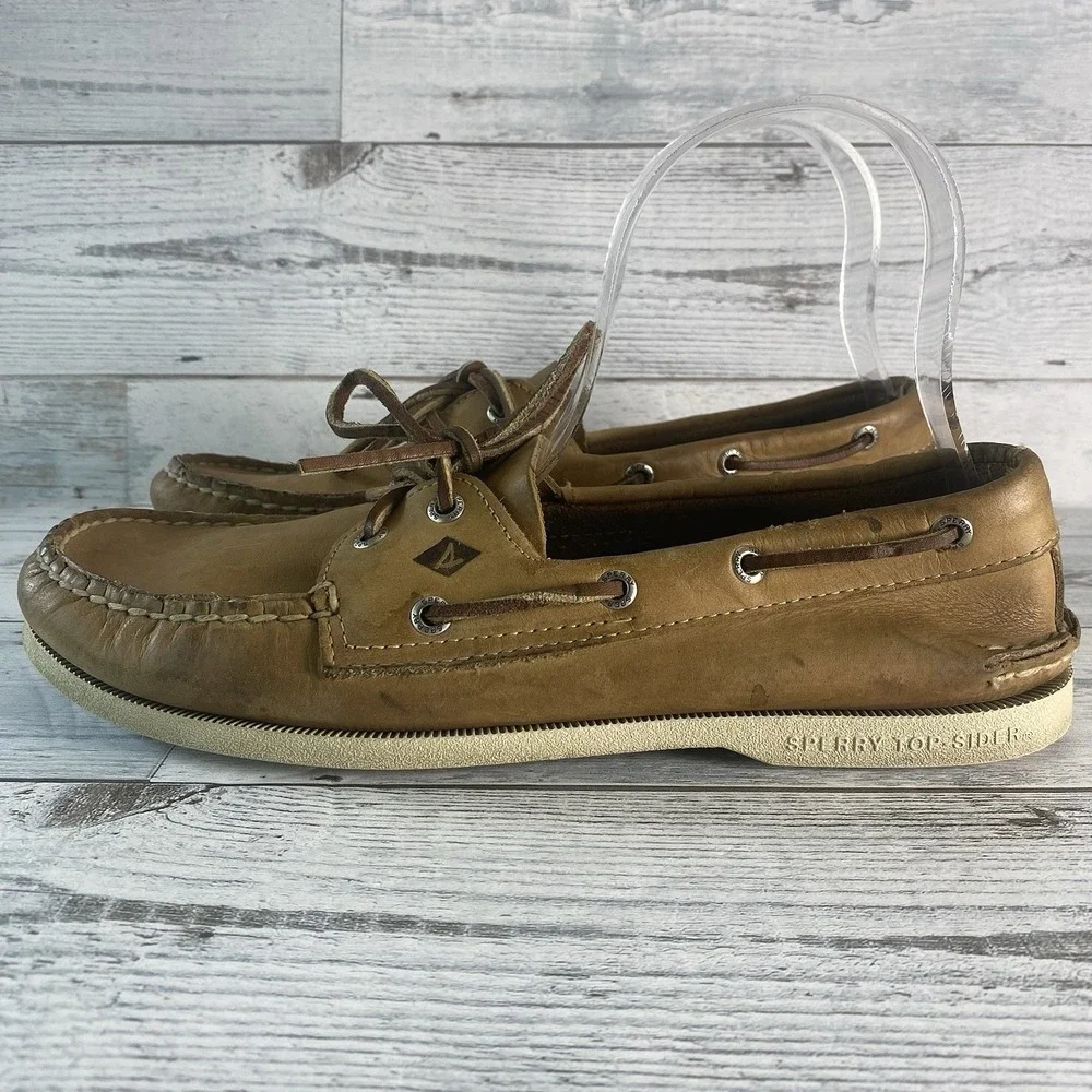 Sperry Shoes Mens 10 M Brown Leather Boat Loafers Nautical Preppy Leisure Comfy